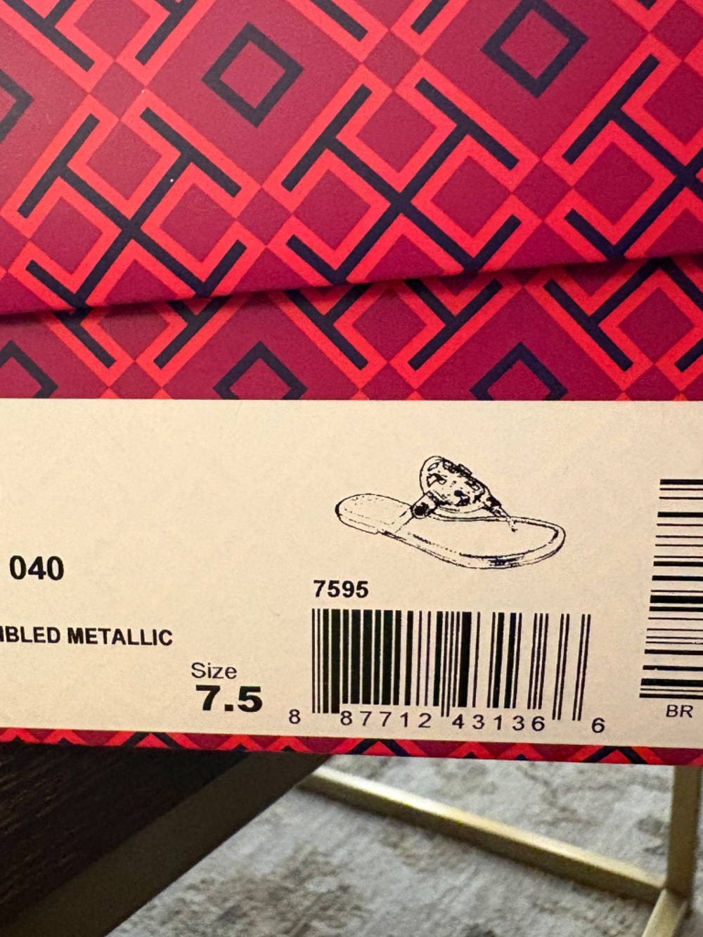 Tory Burch Miller Flats, Size 7.5 Women Tumbled Silver Metallic Leather - Picture 7 of 7